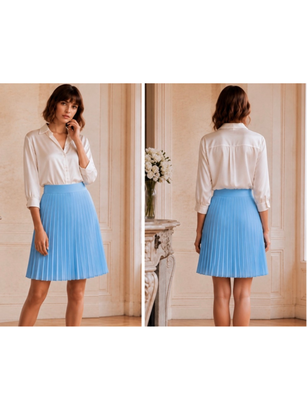 Beymen Club Turkish Luxury Pleated Mini Skirt Blue Size 12/44